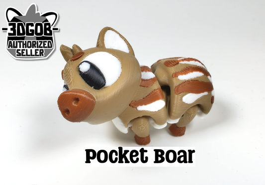 Articulated Boar Fidget Model – Flexible 3D Printed Boar Pocket Animal Wild Pig – Sensory Desk Pet