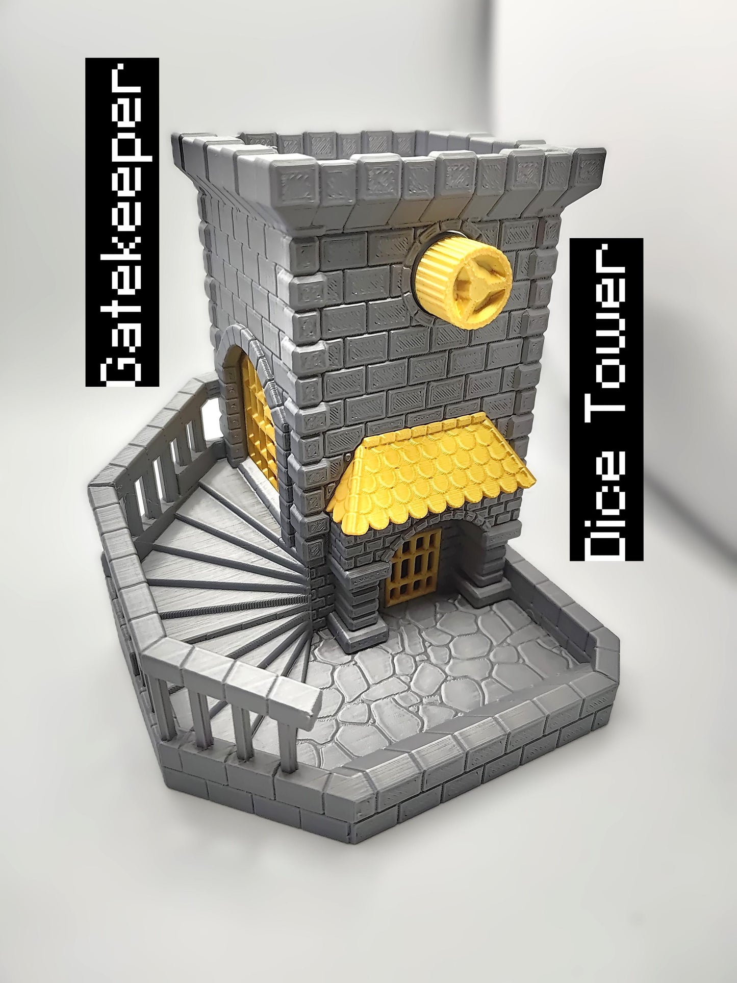 Gatekeeper Castle Dice Tower DnD Dice Roller – 3D Printed Dice Tower - Functional Gate Mechanism & Stairway Roll