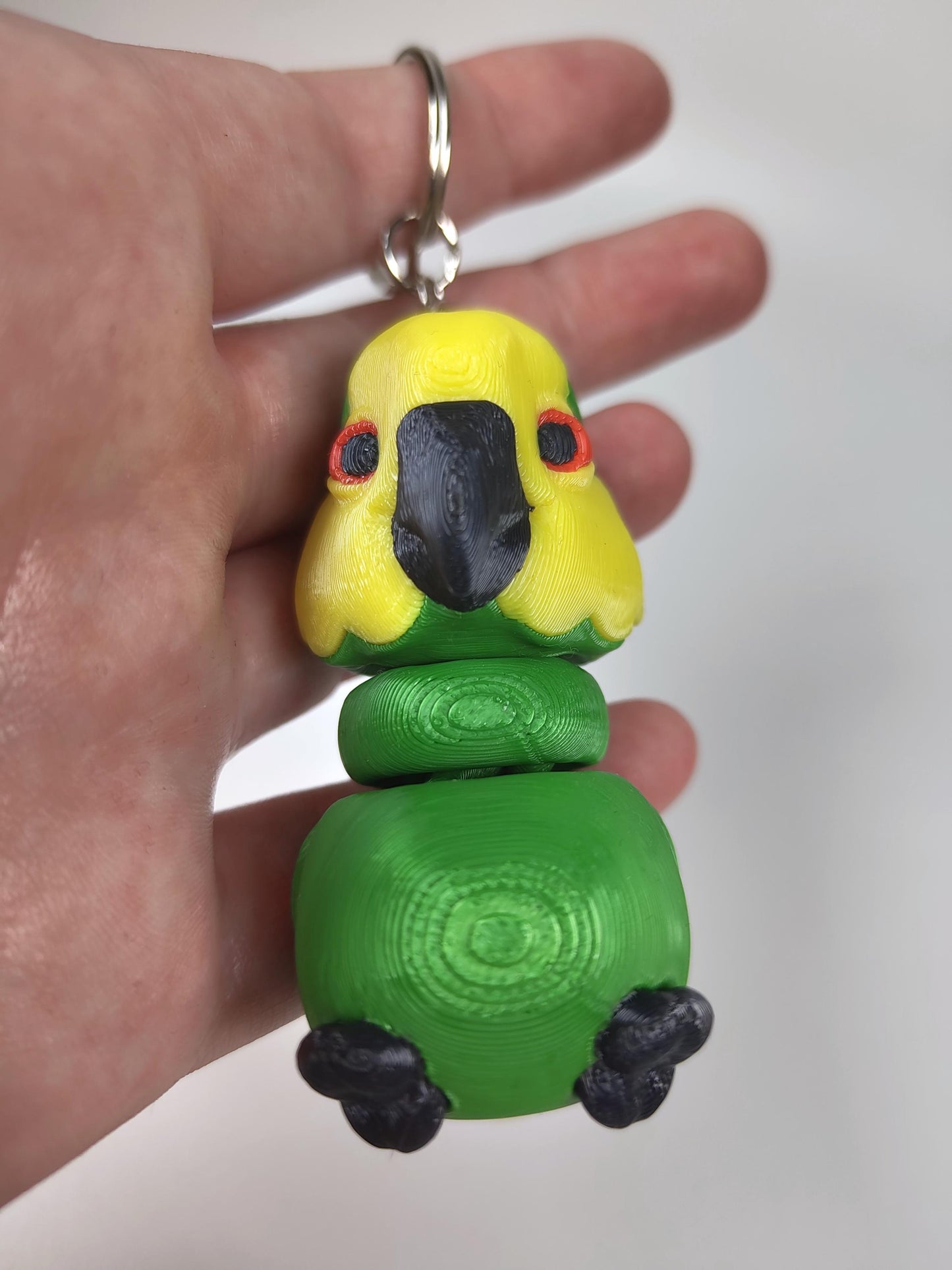 Articulated Amazon Parrot Keychain 3D Printed Parrot Key Ring - 3D Printed Amazon Parrot Keyring - Bird Fob - Bird Fidget