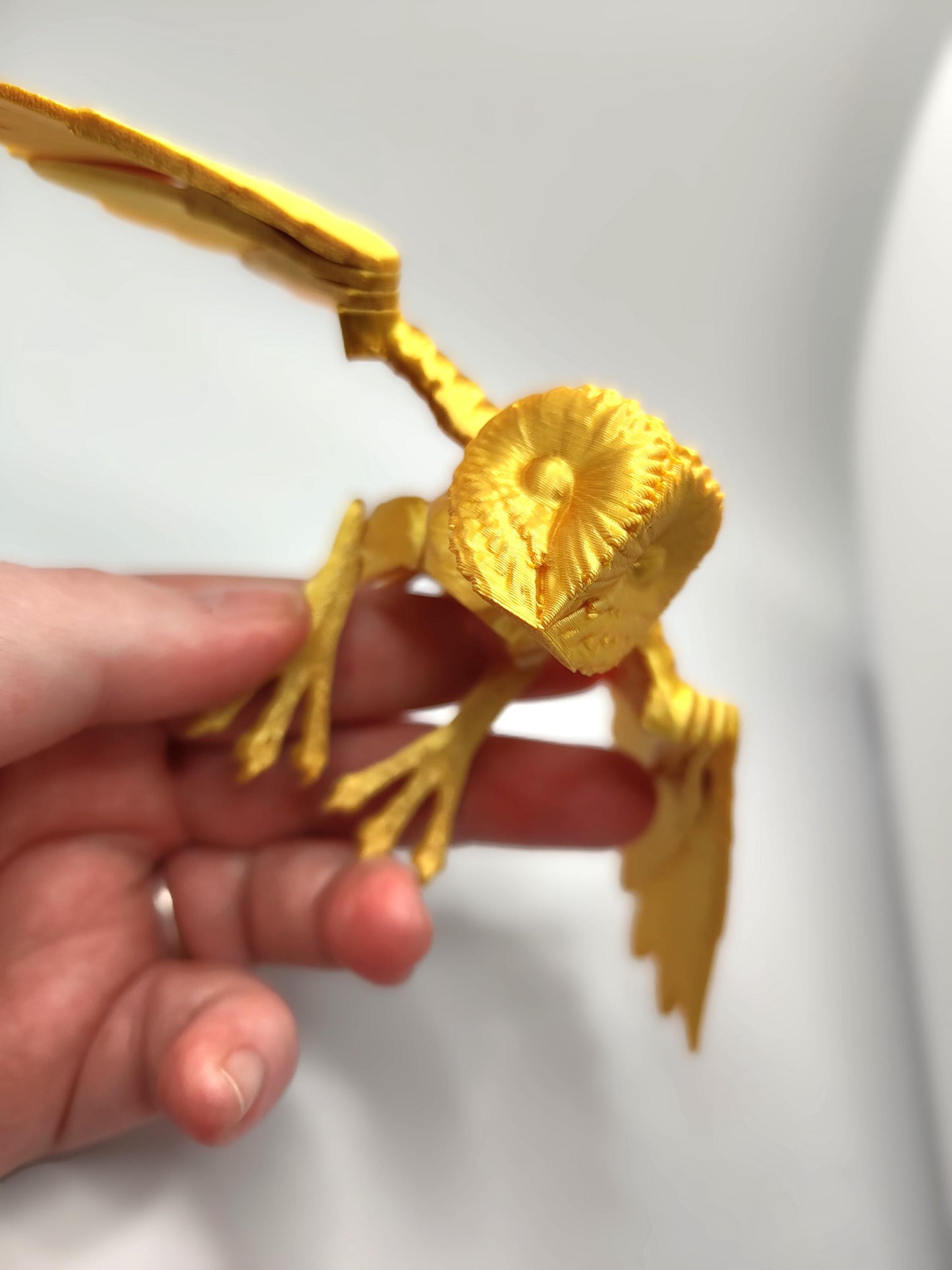 Articulated Barn Owl Model Golden 3D Printed Bird - Gold Owl - Flexi Owl Bird Ornament Display Item - Bird Fidget