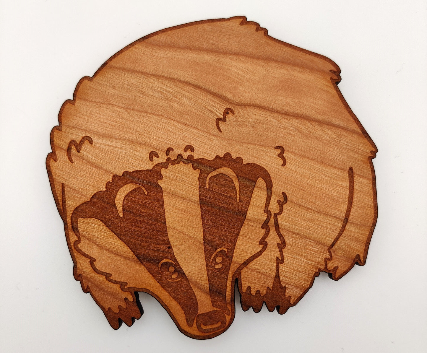 British Animal Coasters - Robin, Otter, Badger, Fox, Hedgehog - Cherry Wood Ply - Laser Cut and Engraved - Perfect For A Gift, Homeware