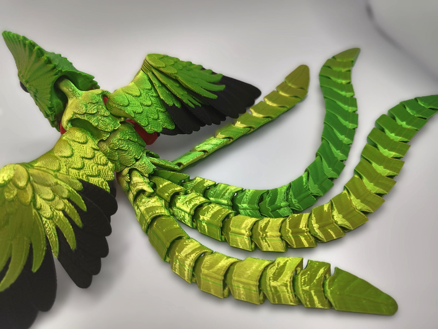 Articulated Quetzel Model 3D Printed Bird - Bird of Paradise - Bird Ornament Display Item - Bird Fidget