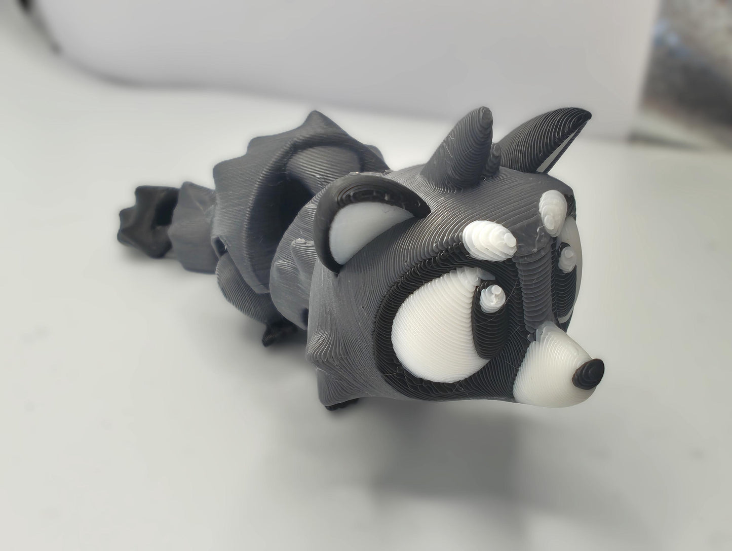 Articulated Raccoon Fidget Model – Flexible 3D Printed Racoon - Pocket Animal – Sensory Desk Pet