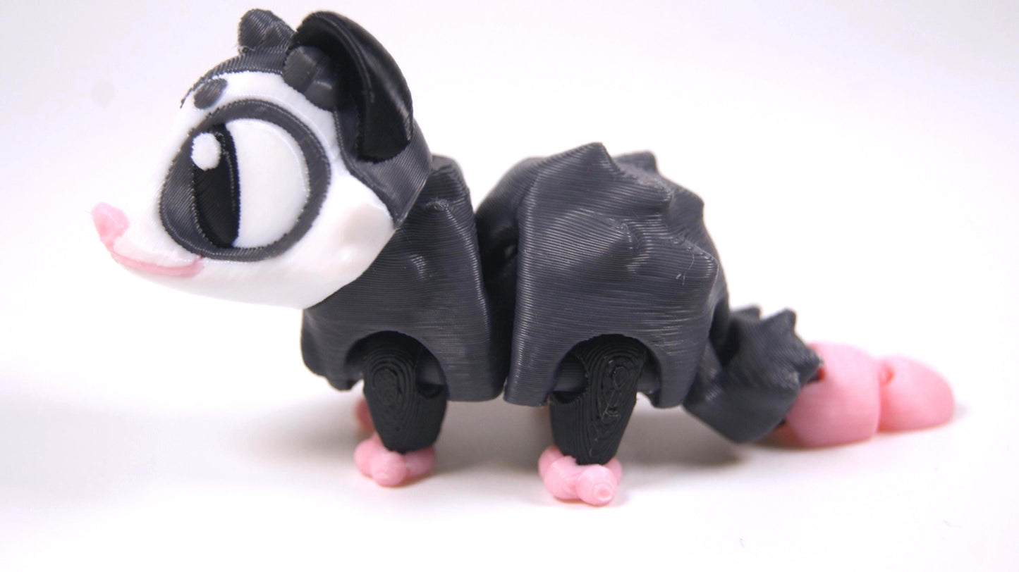 Articulated Opossum Fidget Model – Flexible 3D Printed Opossum Pocket Animal – Sensory Desk Pet