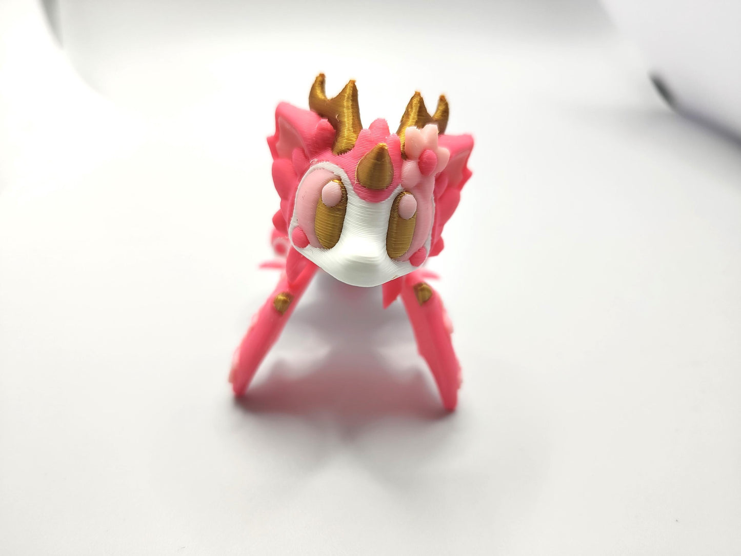 Articulated Dragon Fidget Collectable - Pocket Animal Desk Pet - Sakura Cherry Blossom Dragon and Storage Egg