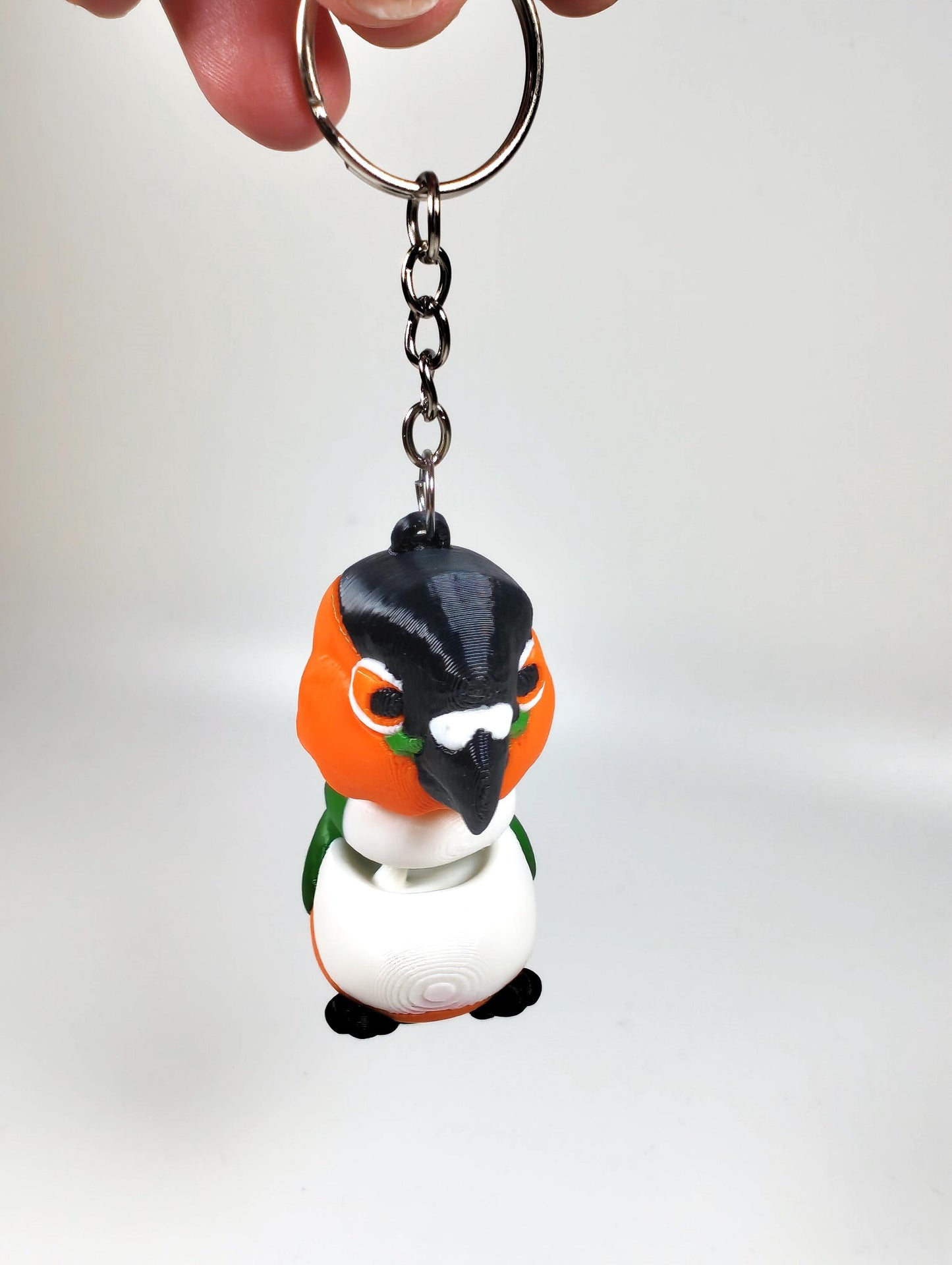 Articulated Caique Keychain 3D Printed Parrot Key Ring - 3D Printed Caique Parrot Keyring - Bird Fob - Bird Fidget
