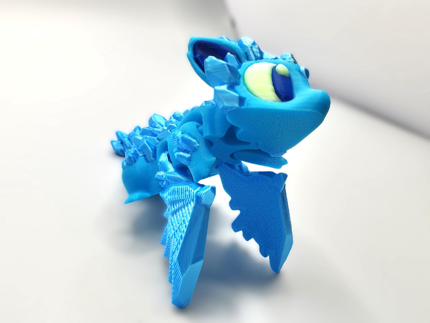 Articulated Dragon Fidget Collectable - Pocket Animal Desk Pet - Ice Crystal Dragon and Storage Egg