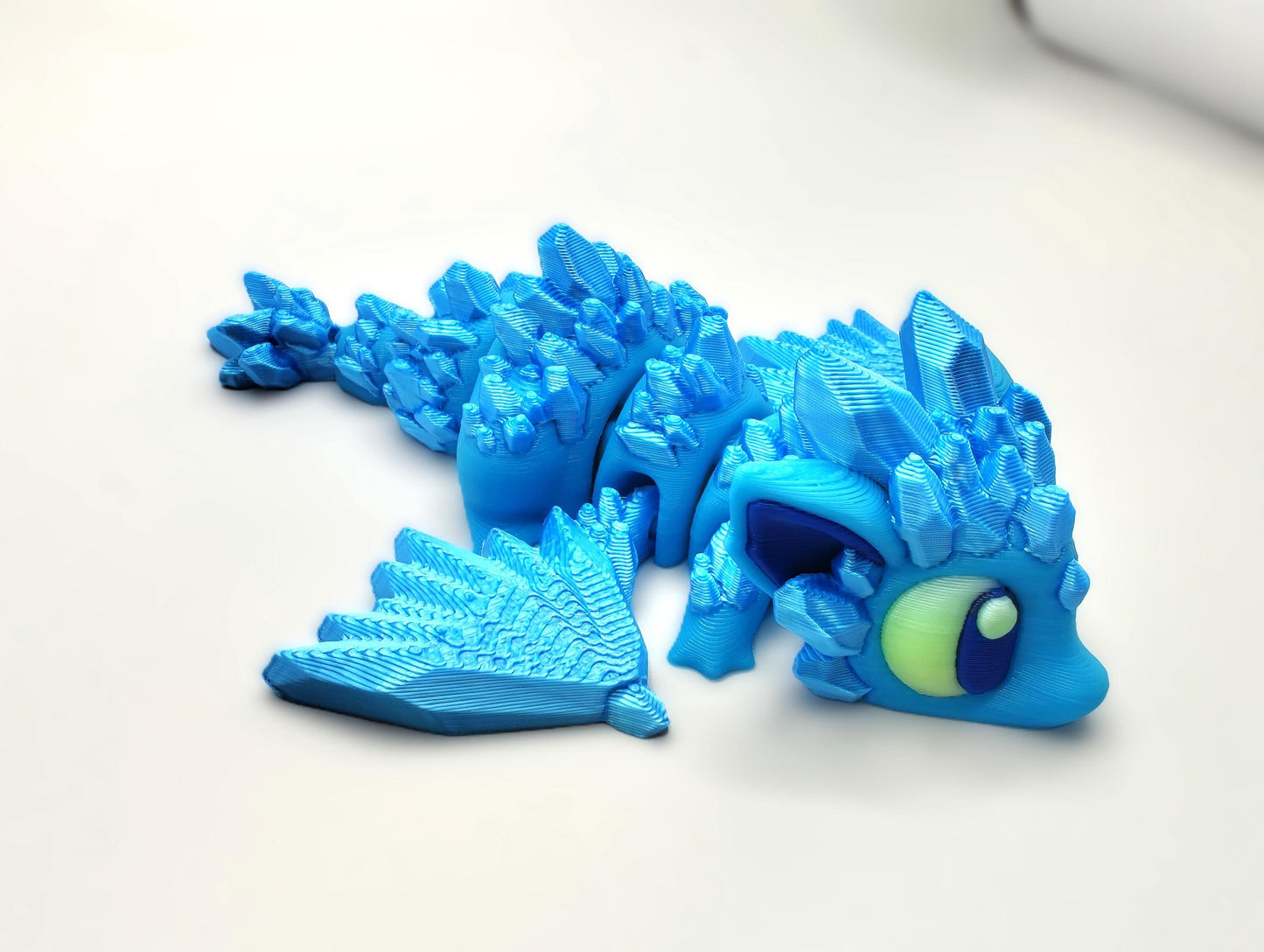 Articulated Dragon Fidget Collectable - Pocket Animal Desk Pet - Ice Crystal Dragon and Storage Egg