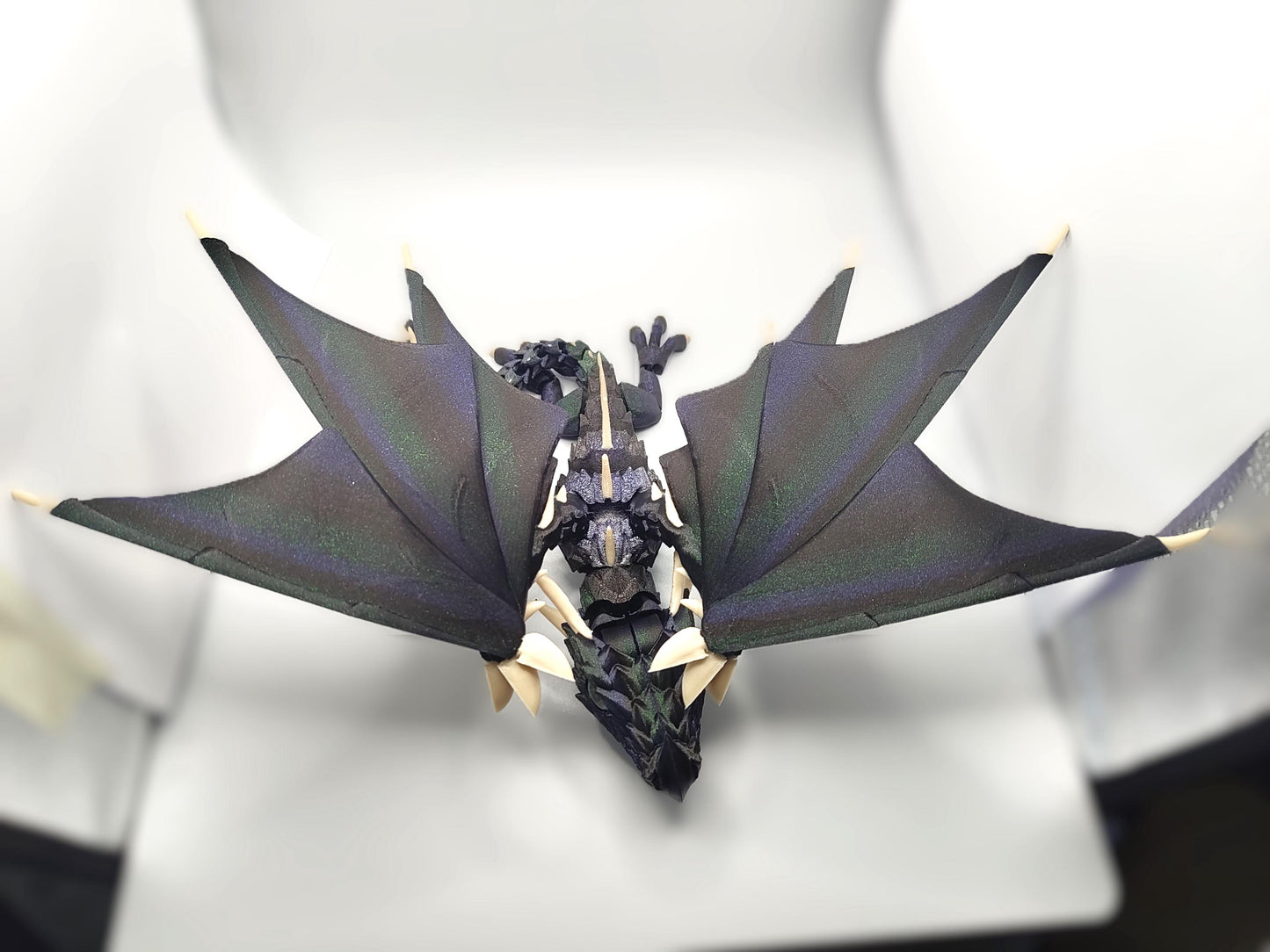 Articulated Dragon Wyvern - 3D-Printed Dragon Fidget with Glass Eyes Display Item - Large Dragon Display Figure