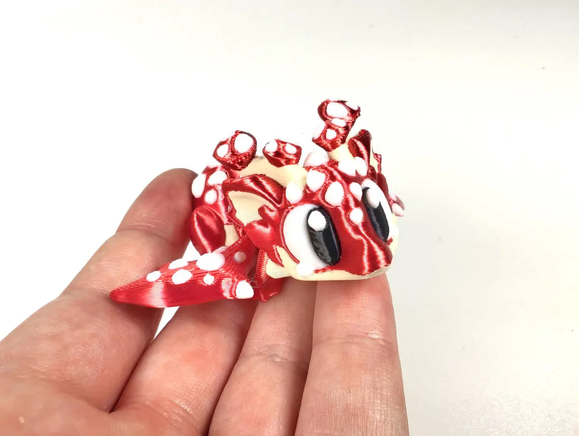 Articulated Dragon Fidget Collectable - Pocket Animal Desk Pet - Mushroom Dragon and Storage Egg