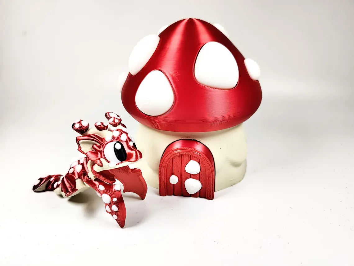 Articulated Dragon Fidget Collectable - Pocket Animal Desk Pet - Mushroom Dragon and Storage Egg