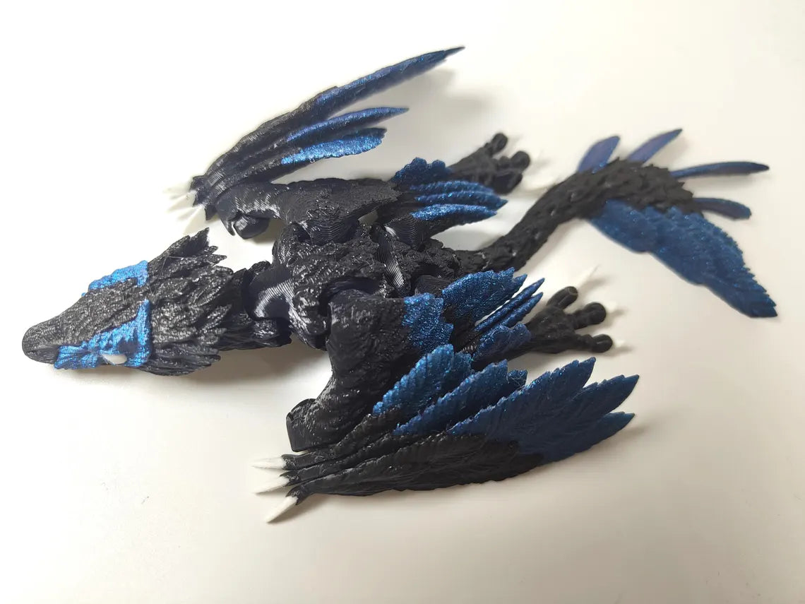 Articulated Micro Microraptor 3D Printed Dinosaur Mini Raptor Model Articulated Dragon Wyvern Ornament Display Item – Custom Colour