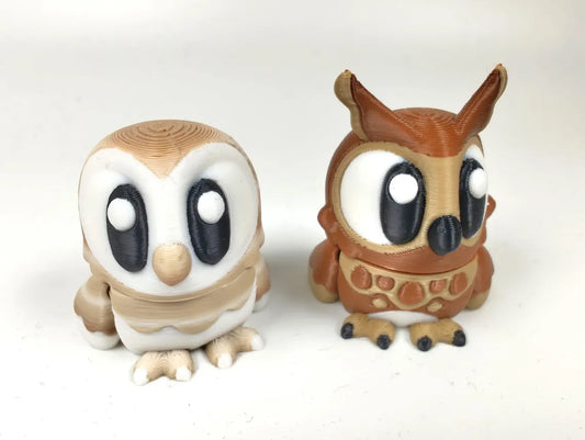 Articulated Owl Fidget Model – Flexible 3D Printed Barn Owl Great Horned Owl - Pocket Animal – Sensory Desk Pet