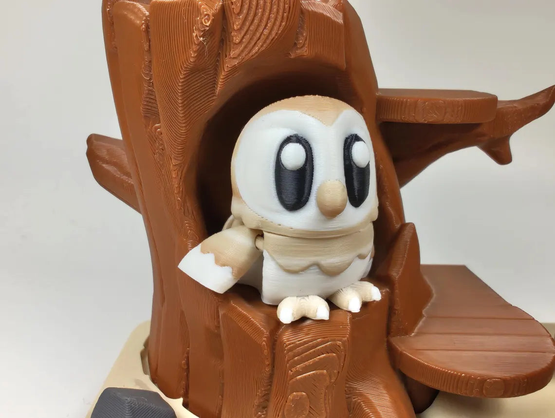 Owl Park 3D Printed Diorama - Articulated Owl Fidget Collectable  Barn Owl Great Horned Owl - 3D Printed Owl and Park set - Fidget Display