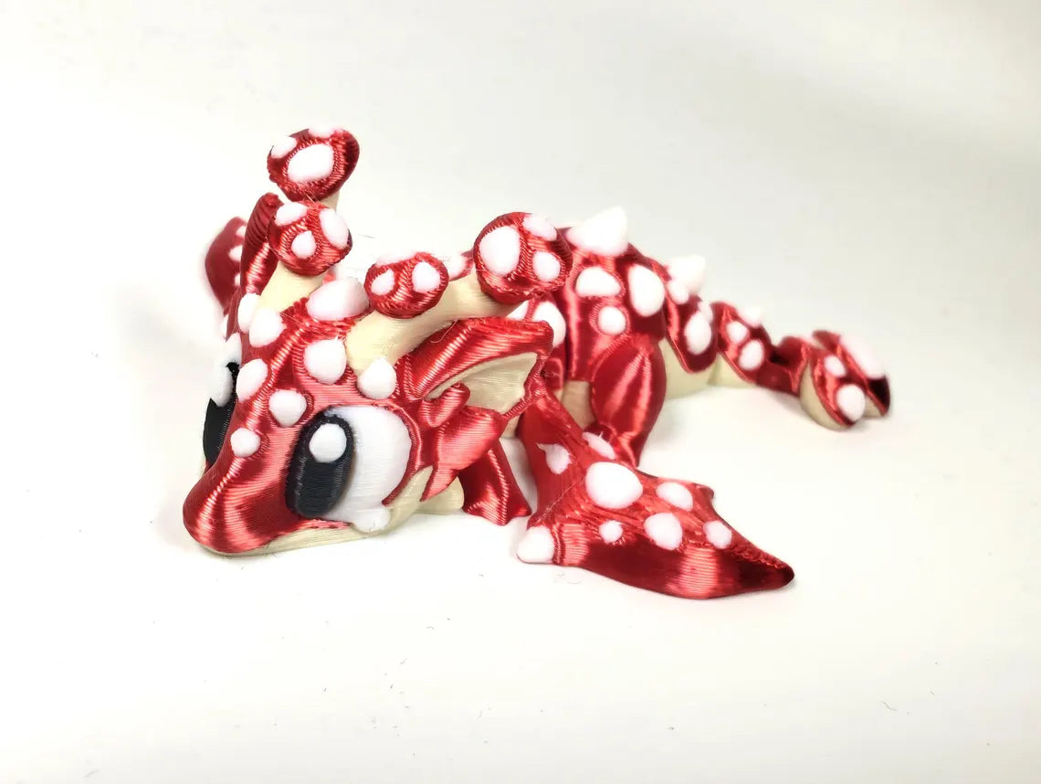Articulated Dragon Fidget Collectable - Pocket Animal Desk Pet - Mushroom Dragon and Storage Egg