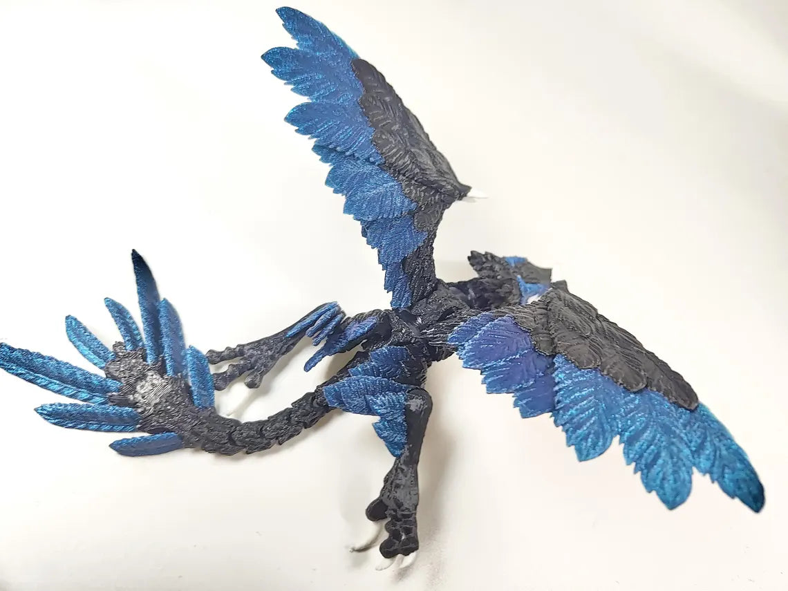 Articulated Micro Microraptor 3D Printed Dinosaur Mini Raptor Model Articulated Dragon Wyvern Ornament Display Item – Custom Colour