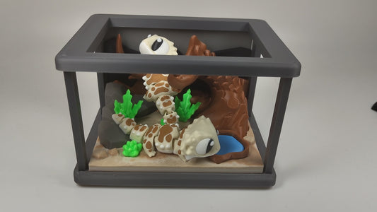 Reptile Enclosure 3D Printed Diorama Vivarium - Articulated Bearded Dragon Fidget - 3D Printed Reptile Enclosure Set - Fidget Display